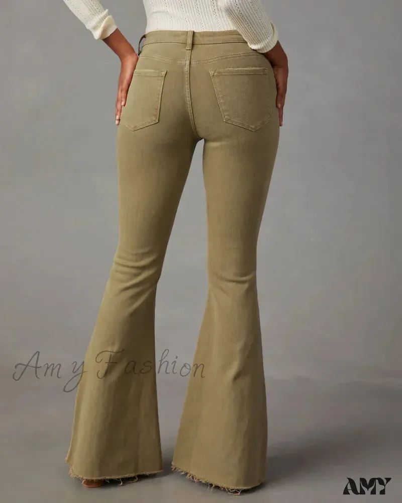 Amy Fashion - 2024 Fashion Flare Women Streetwear 90s Vintage Wide Leg Denim Pantalones Mujer Pantalon Femme Camel Clothes Jean