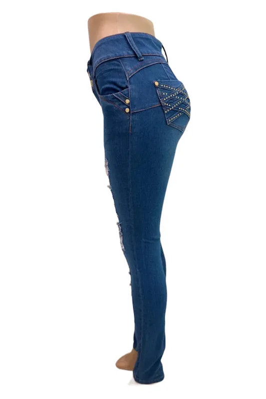 Azulina Studded Ripped Jeans