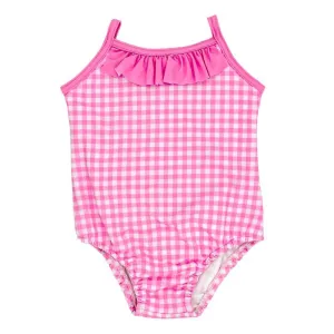Bailey Boys Girls Spandex Gingham Swimsuit - Pink