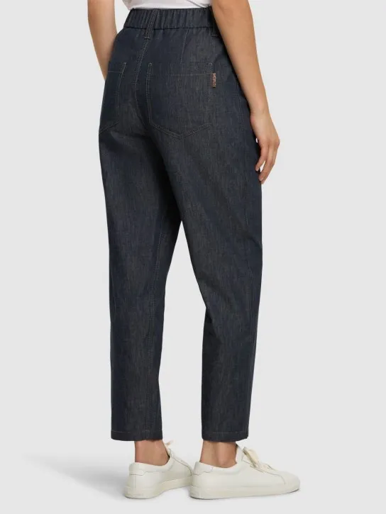 Brunello Cucinelli   Elastic waist denim straight pants 