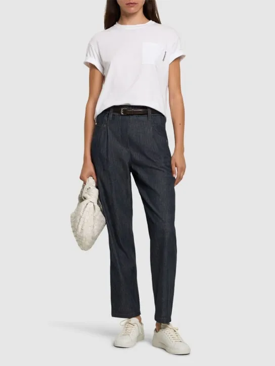 Brunello Cucinelli   Elastic waist denim straight pants 