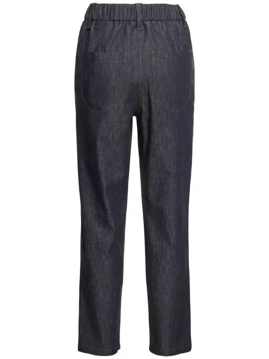 Brunello Cucinelli   Elastic waist denim straight pants 