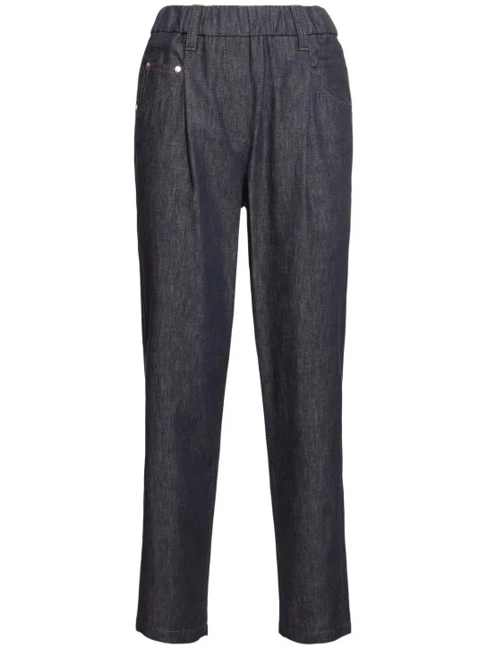 Brunello Cucinelli   Elastic waist denim straight pants 