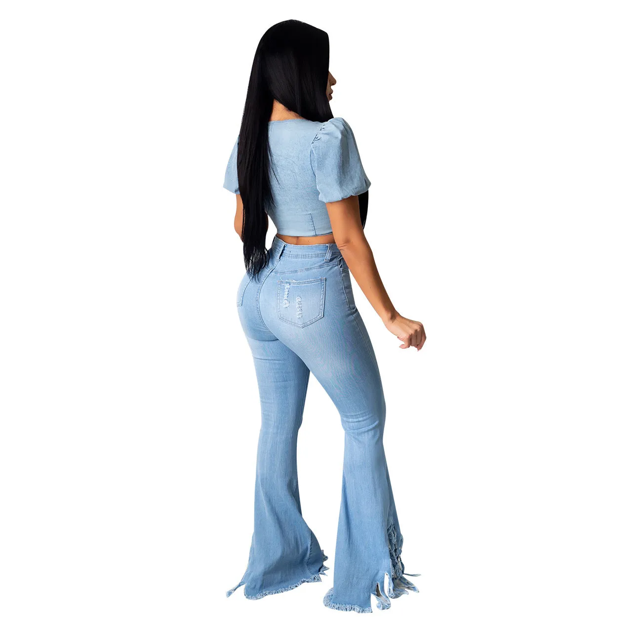 Casual Solid Ripped Distributors Wholesale Womens Jeans
