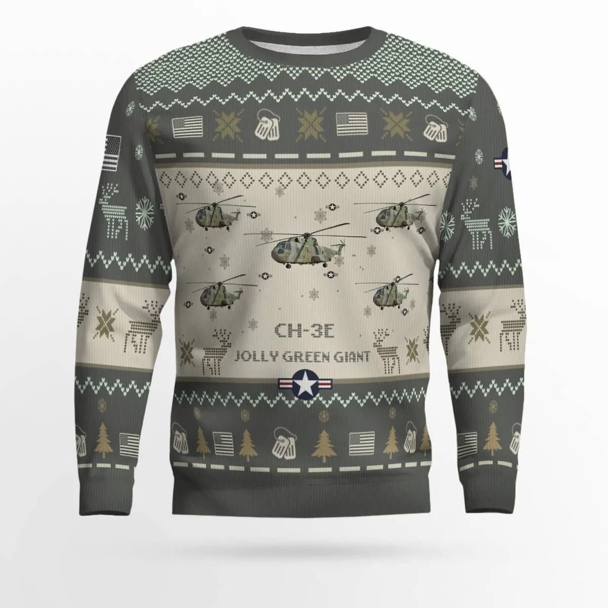 CH-3E Jolly Green Giant CH-53E Aircraft Ugly Sweater, Ugly Sweater Christmas Shirt for Men Dad Veteran