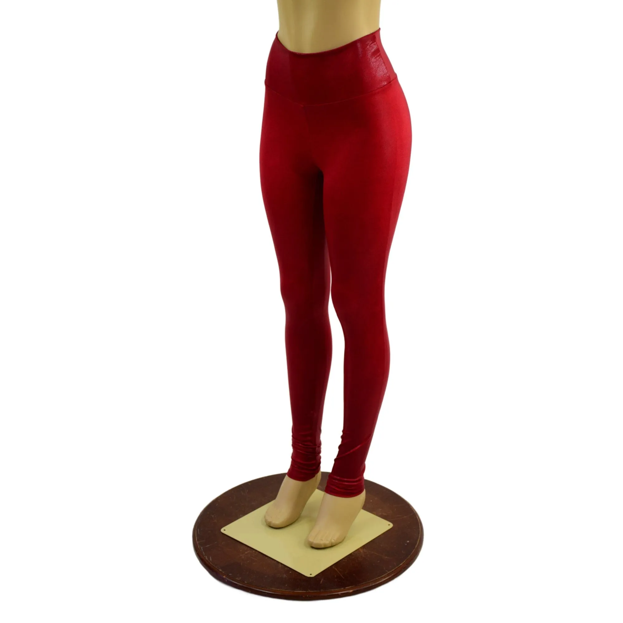 Coagulant Red Metallic High Waist Leggings