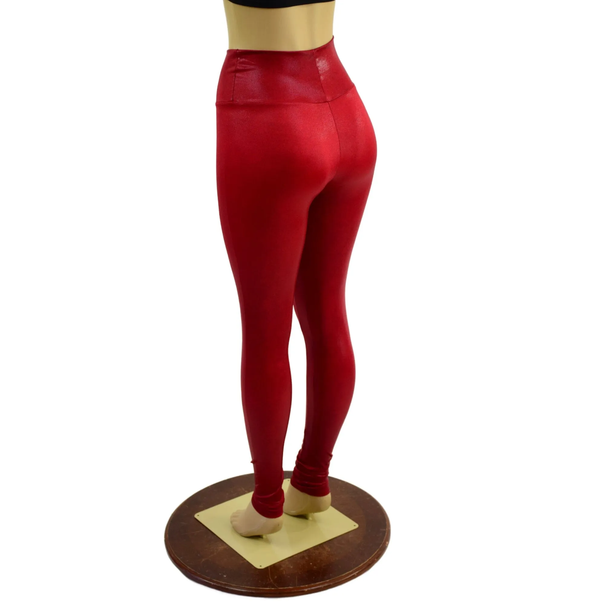 Coagulant Red Metallic High Waist Leggings