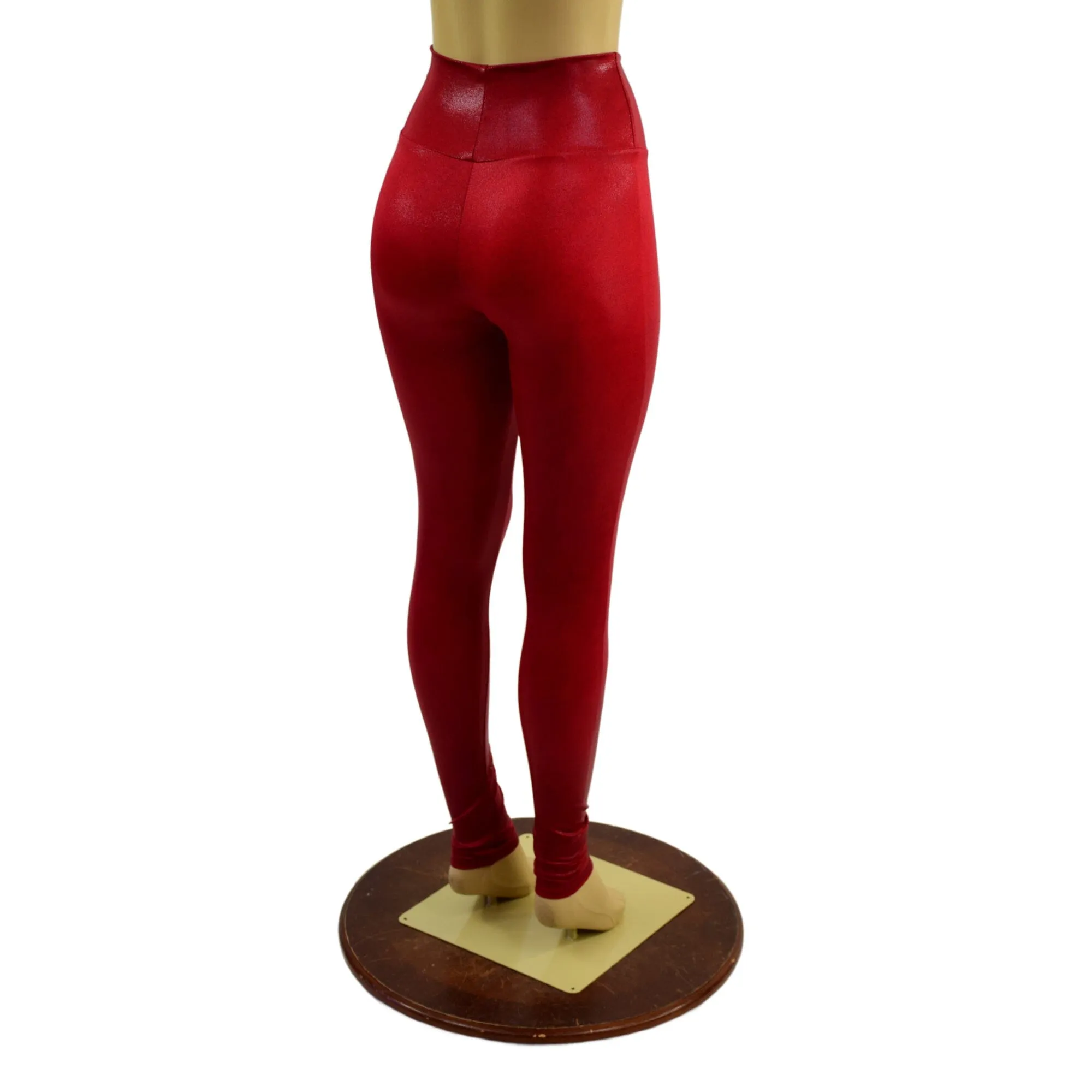Coagulant Red Metallic High Waist Leggings