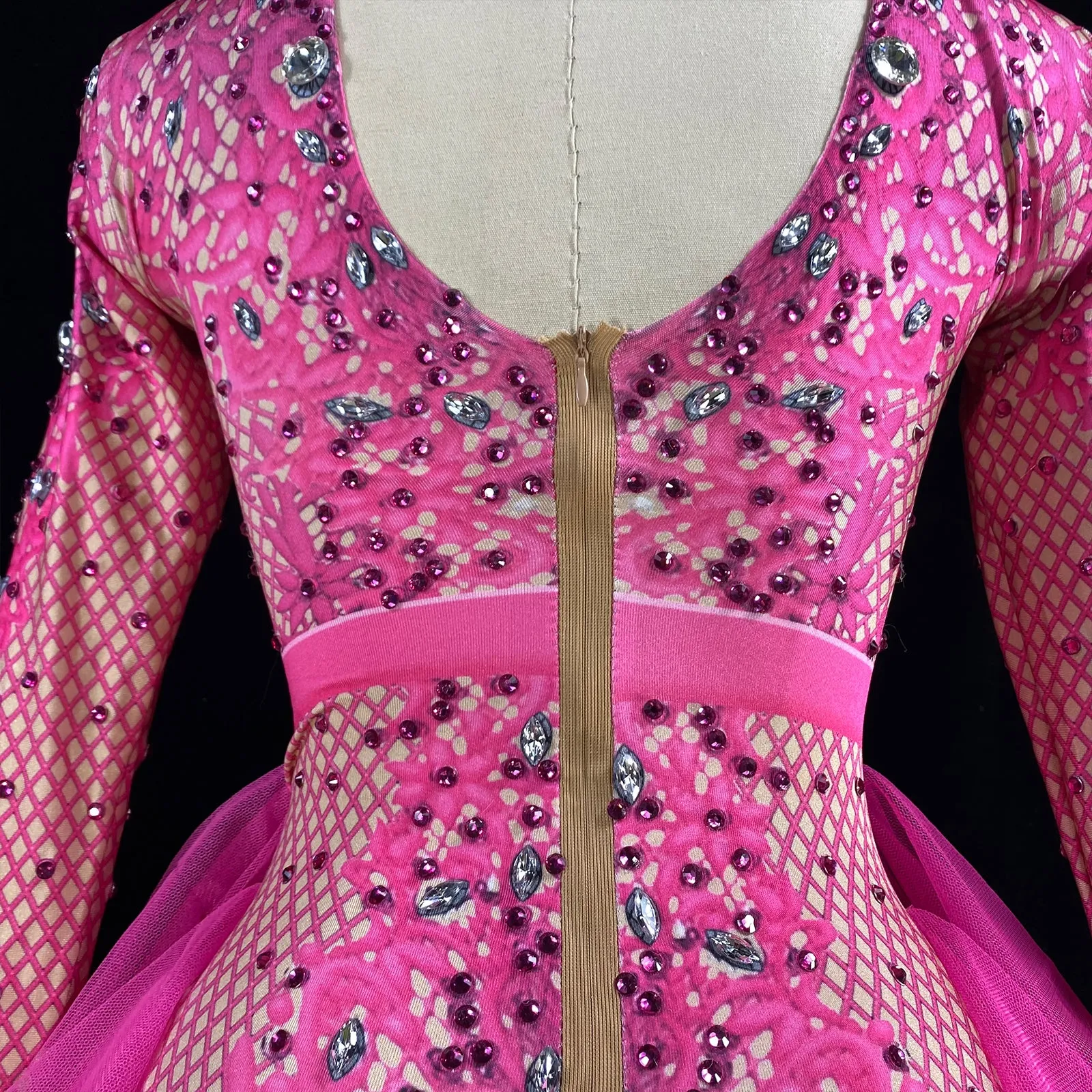 Custom Stage Singer Show Dance Rhinestone rosered Bodysuit