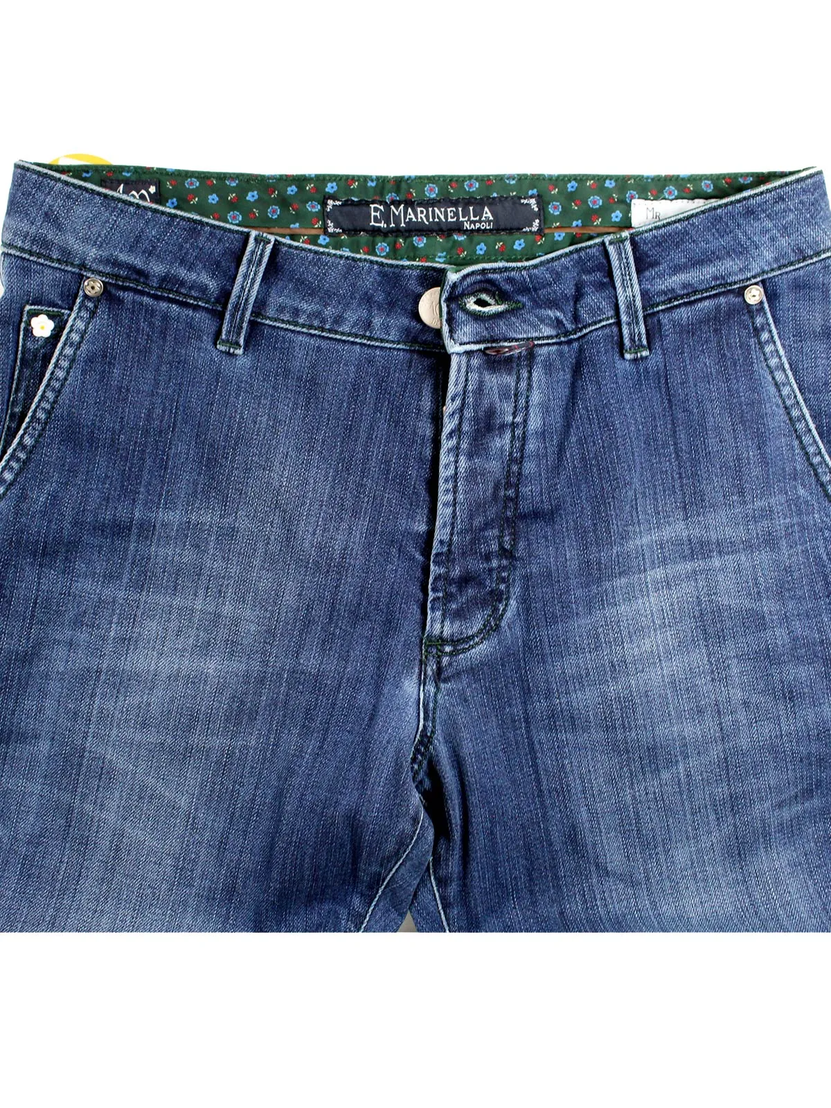 E. Marinella Jeans Dark Blue Slant Pocket Denim 34 Button Fly Slim Fit REDUCED - SALE