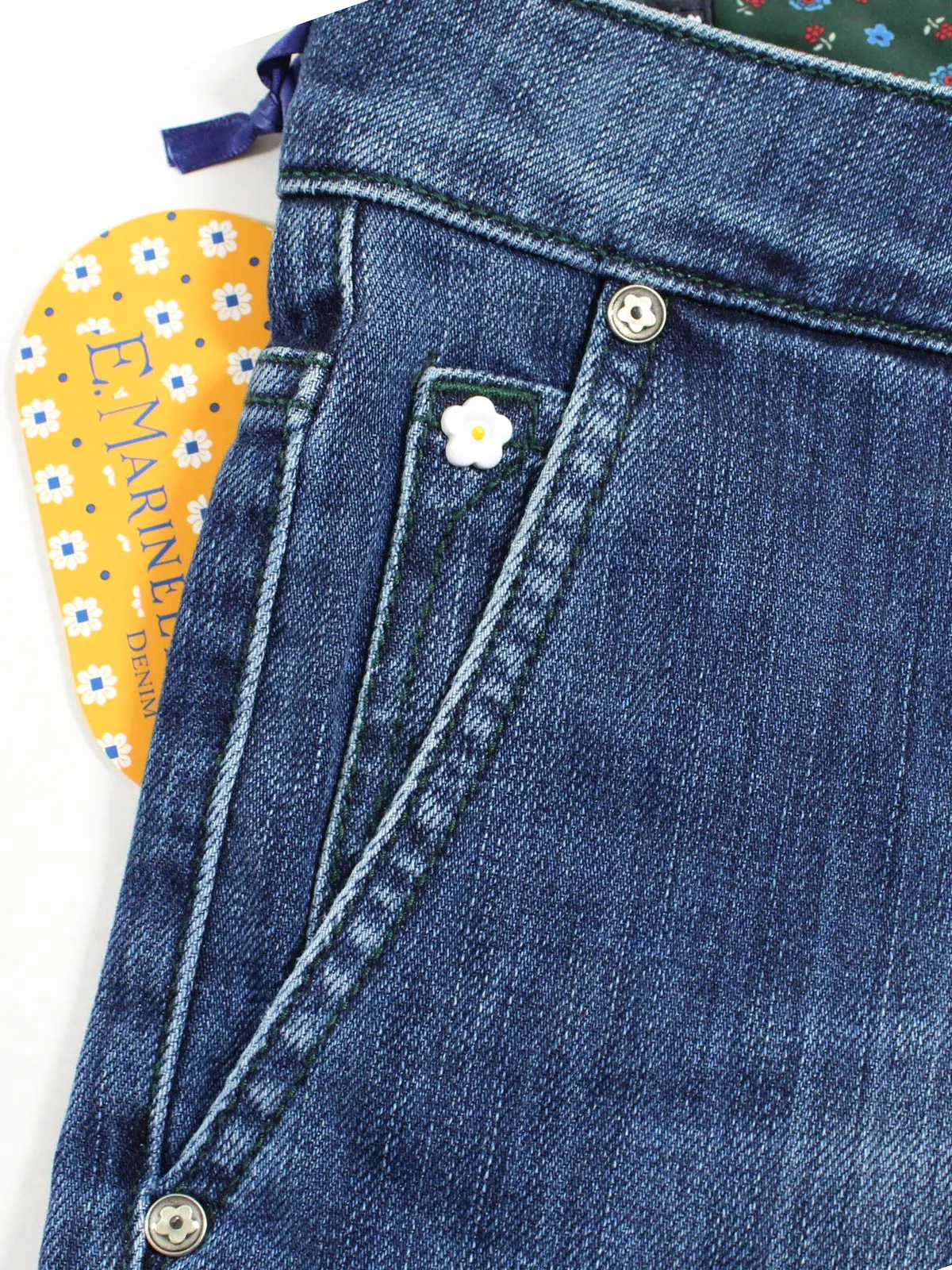 E. Marinella Jeans Dark Blue Slant Pocket Denim 34 Button Fly Slim Fit REDUCED - SALE