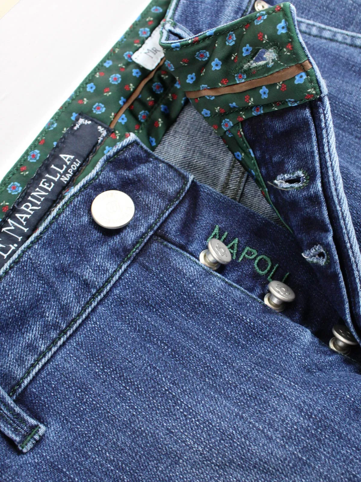 E. Marinella Jeans Dark Blue Slant Pocket Denim 34 Button Fly Slim Fit REDUCED - SALE