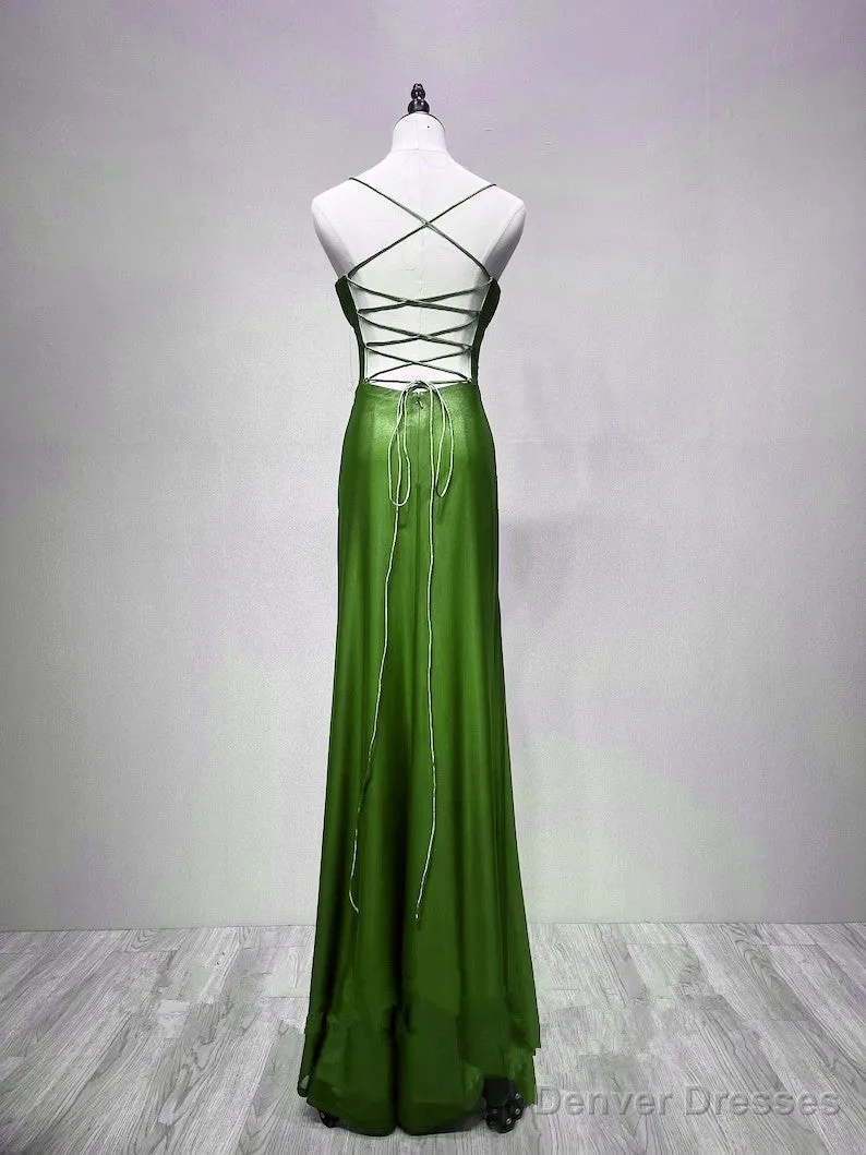 Green Spandex Straps Formal Dress, Green Evening Dress Prom Dress