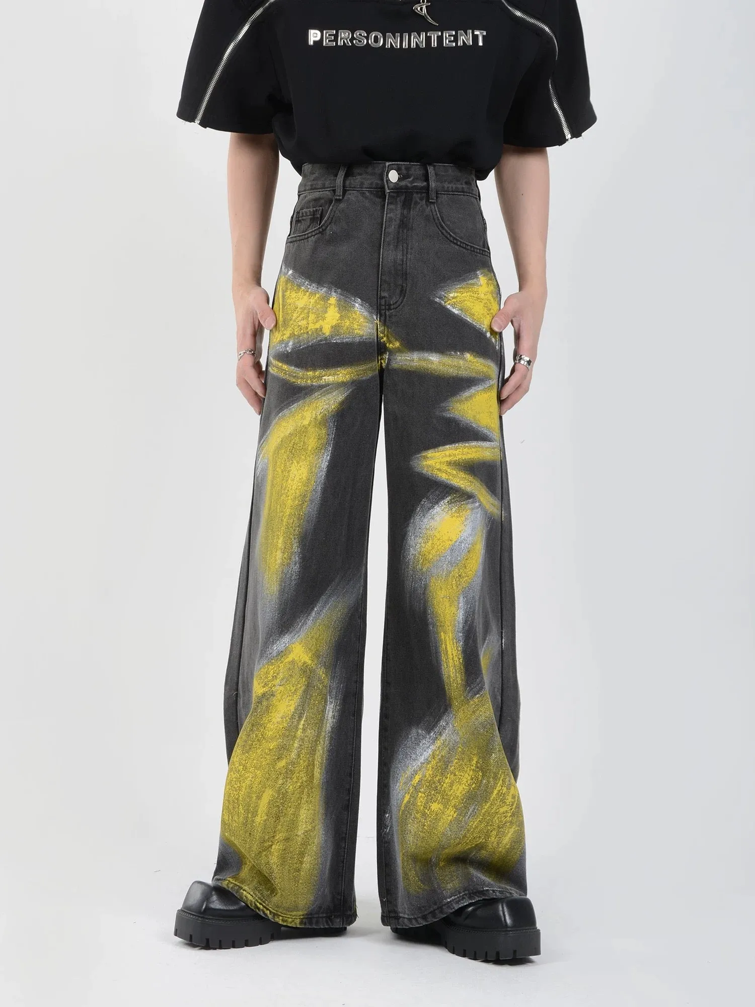 High Street Heavy Industry Graffiti Washed Jeans
