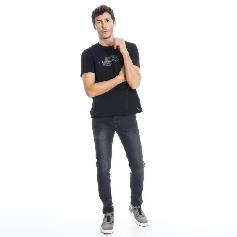 Jeans Hombre Slim Tiro Medio Black Five Pockets Basic
