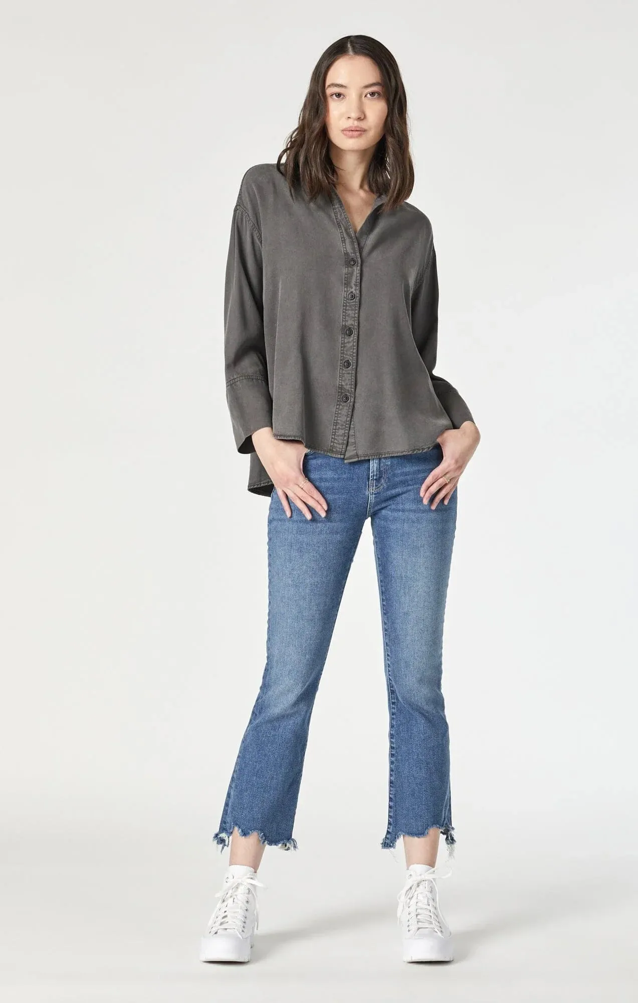 Mavi Anika Cropped Flare Jeans Mid Flex Blue