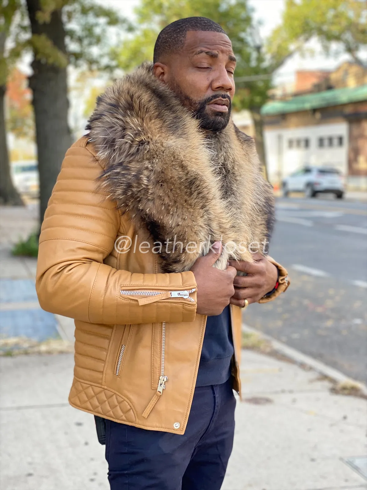 Men's Jay Biker With John Snow Collar