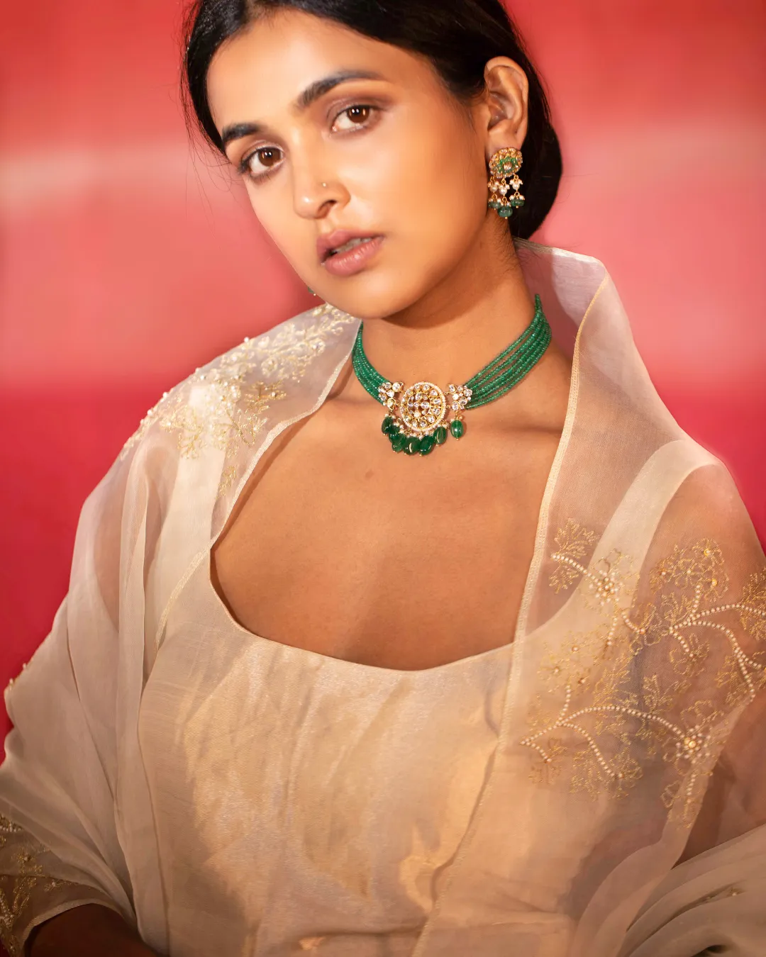 Metallic Hand Embroidered Sharara Set