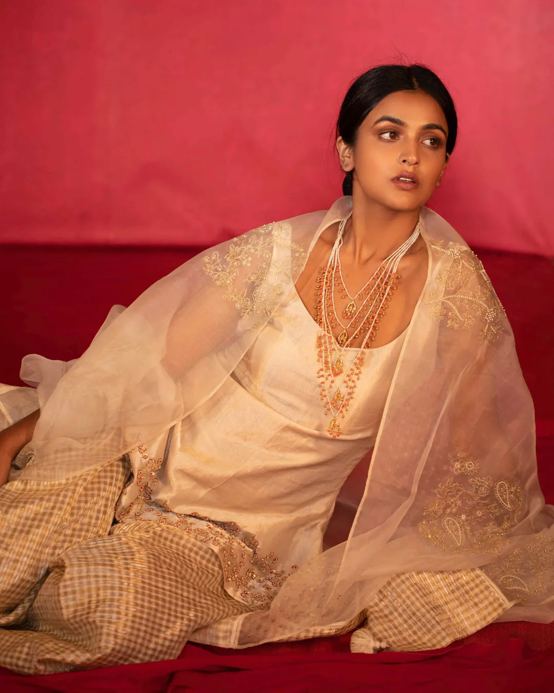 Metallic Hand Embroidered Sharara Set