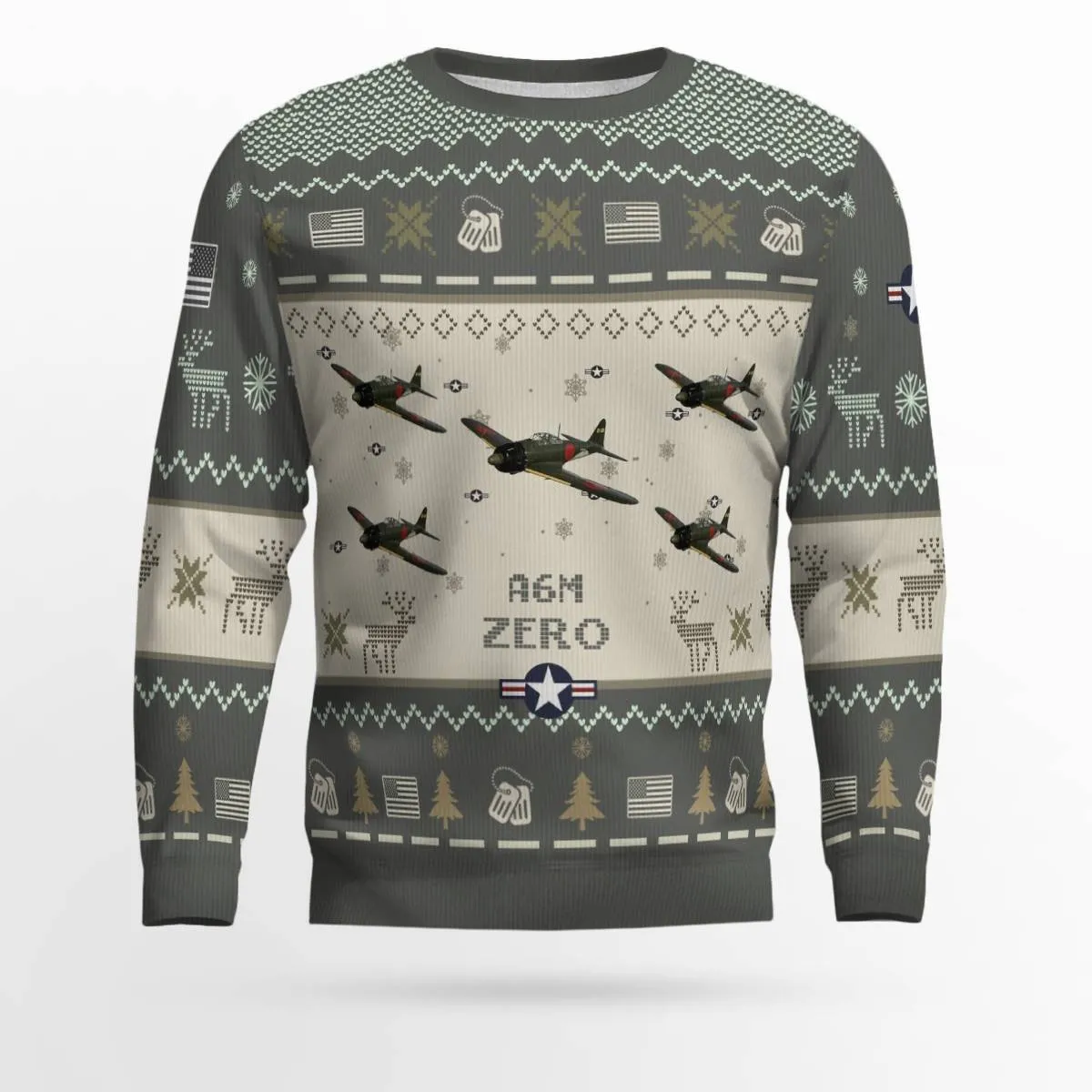 Mitsubishi A6M Zero Aircraft Ugly Sweater, Ugly Sweater Christmas Shirt for Men Dad Veteran