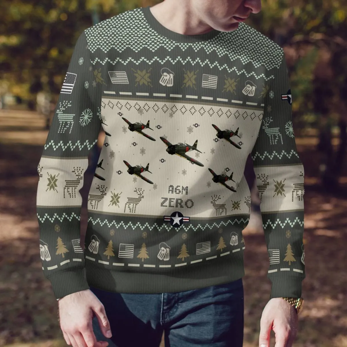 Mitsubishi A6M Zero Aircraft Ugly Sweater, Ugly Sweater Christmas Shirt for Men Dad Veteran