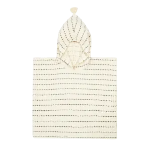 Nobodinoz Portofino Poncho 3-6Y | Black Stripes Large Waffle