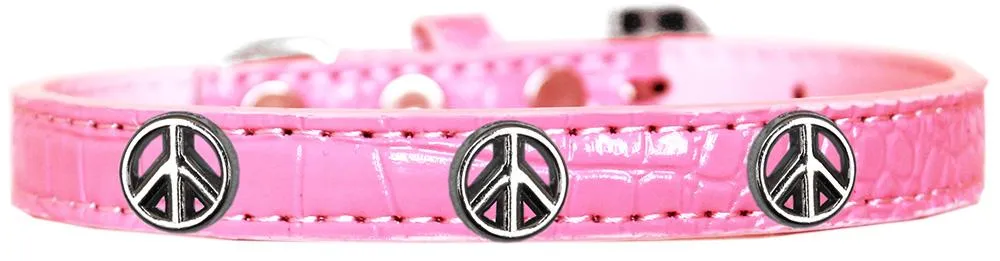 Peace Sign Widget Croc Dog Collar Light Pink Size 14