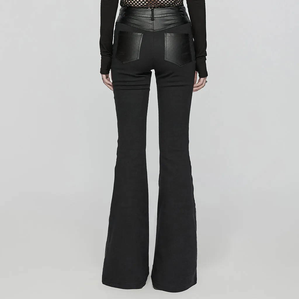 Punk Rave Giacinda Spliced Faux Leather Flared Trousers - Size UK 18 Left Only!