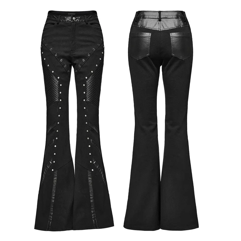 Punk Rave Giacinda Spliced Faux Leather Flared Trousers - Size UK 18 Left Only!