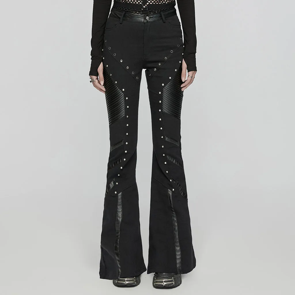 Punk Rave Giacinda Spliced Faux Leather Flared Trousers - Size UK 18 Left Only!