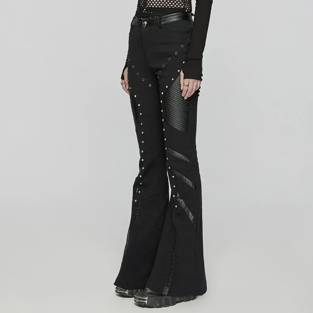 Punk Rave Giacinda Spliced Faux Leather Flared Trousers - Size UK 18 Left Only!