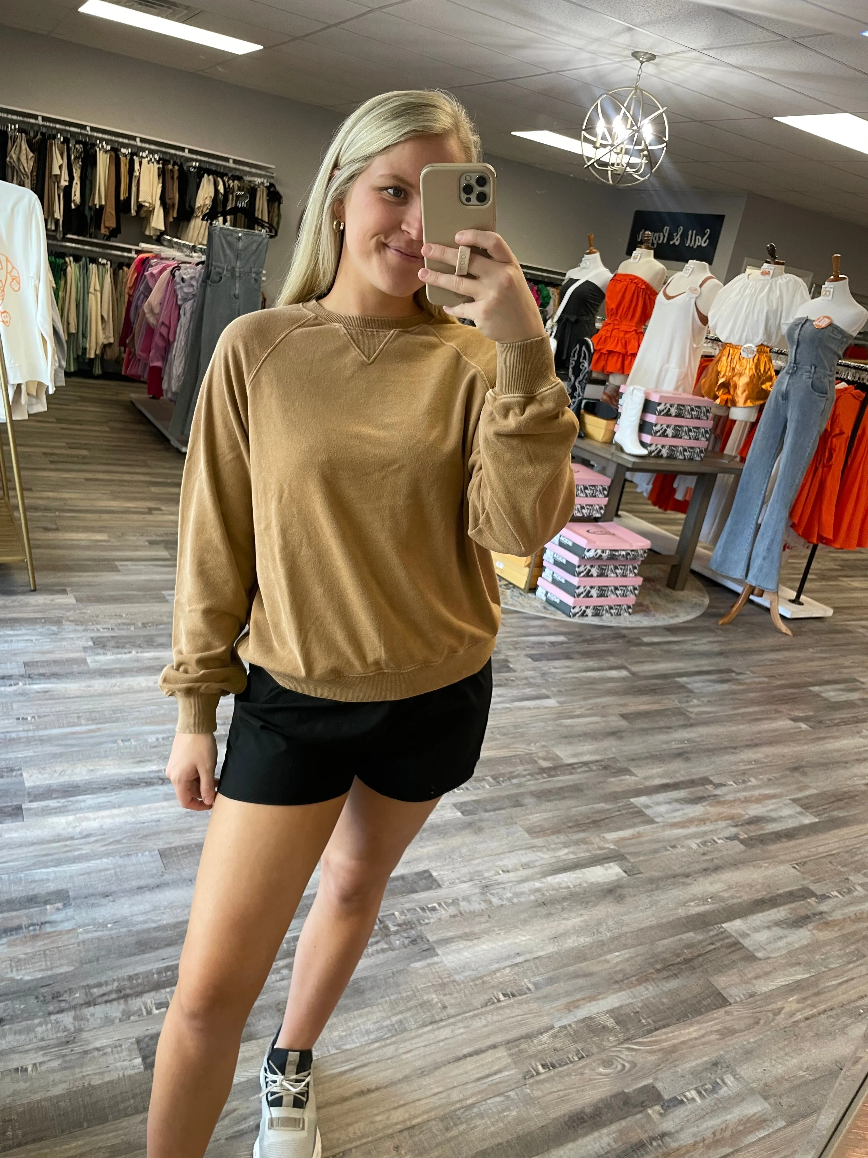 Raglan Long sleeve Pullover - Pale Brown
