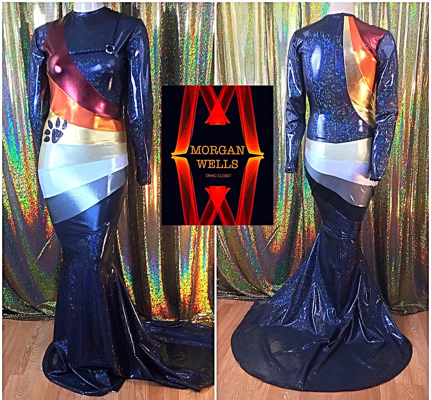 RAY OF BEAR GAY PRIDE HOLOGRAM SPANDEX DRESS