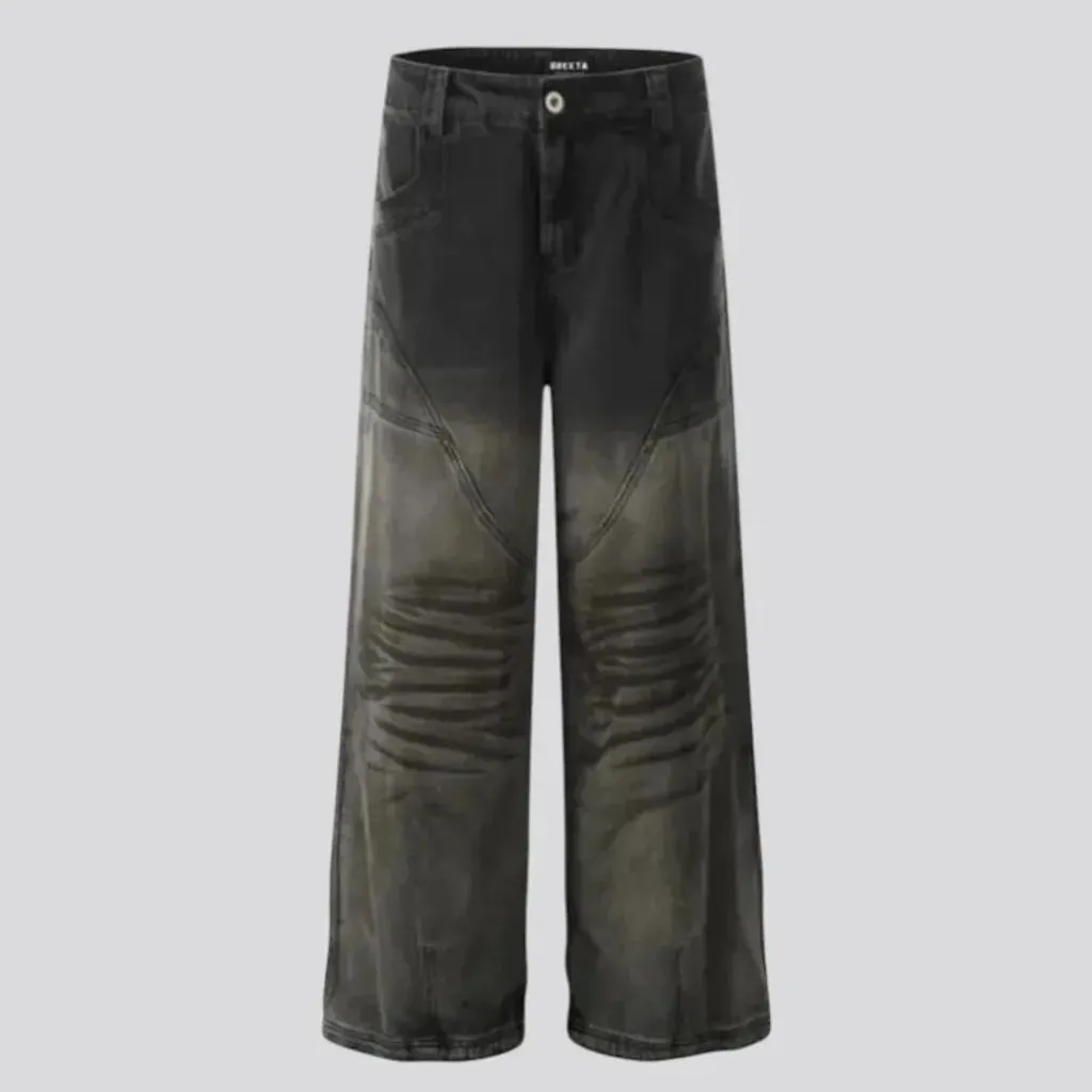 Retro wide fit faded men's jeans