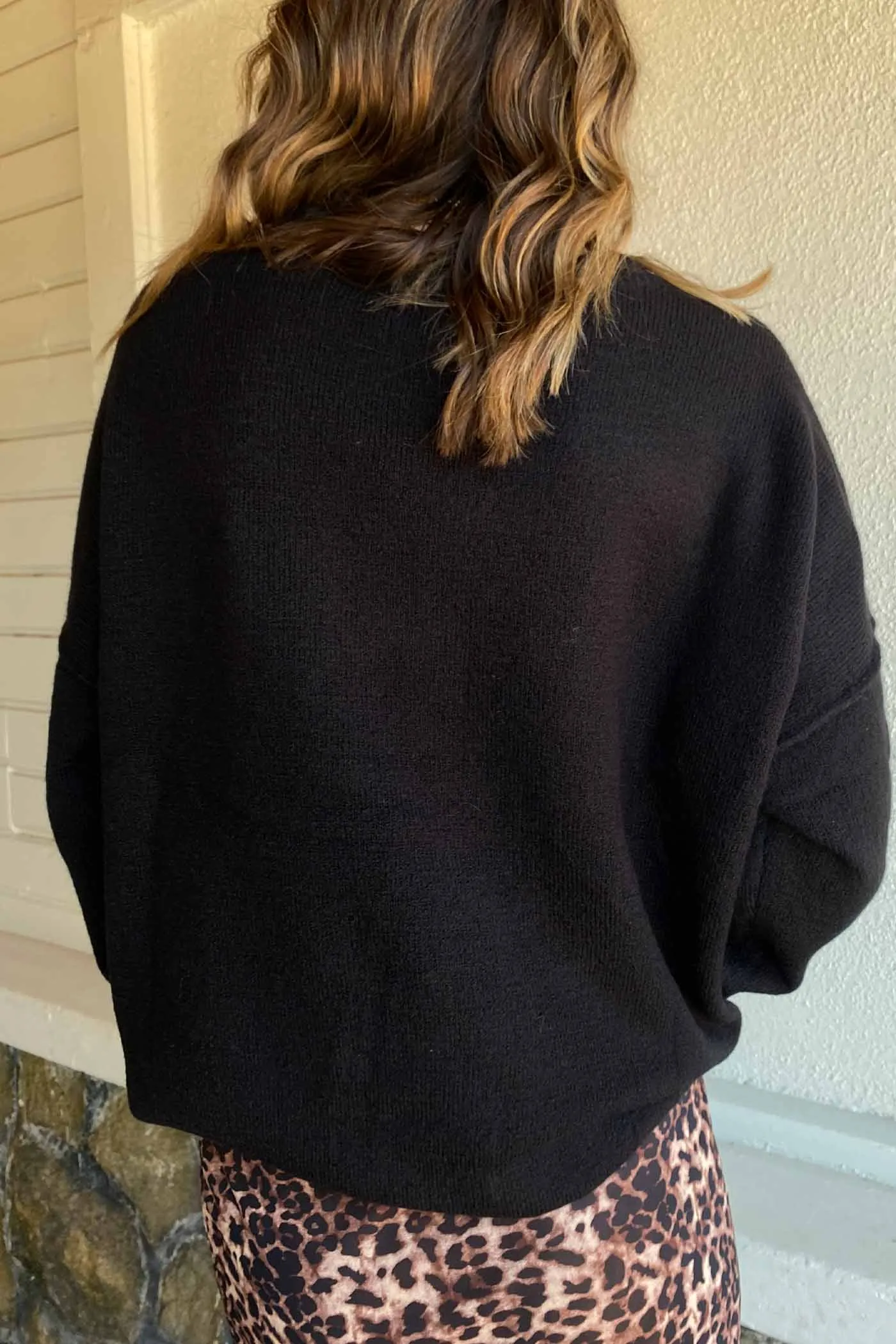 Seamed Basic Knit Sweater