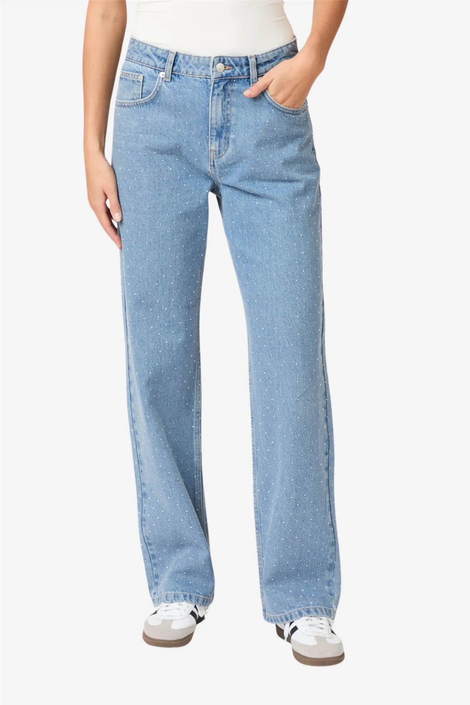 Simona Bedazzled Pants Stonewash