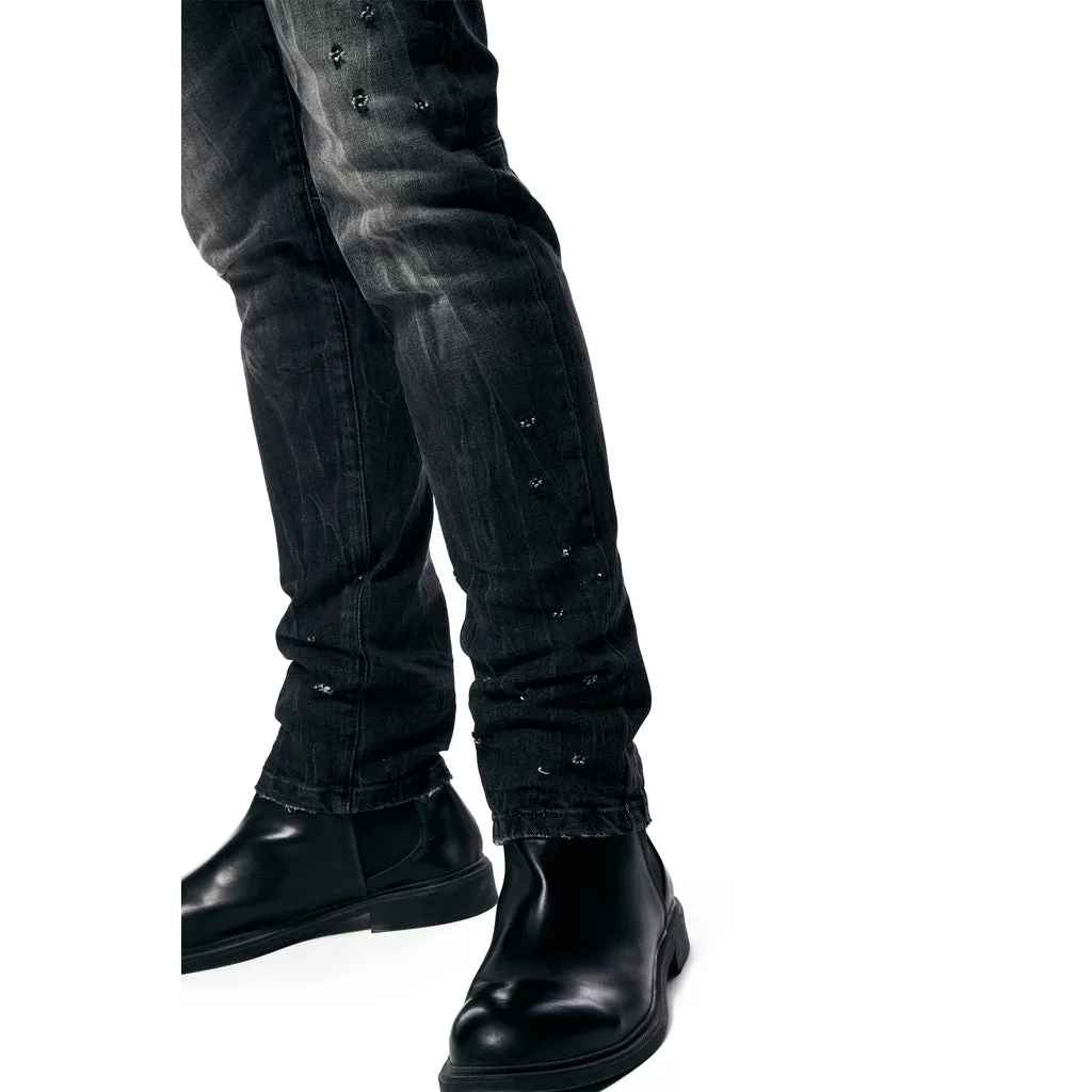 Slim Rip And Repair Jeans - Moon Black