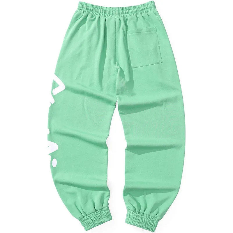 Sports Style Plain Letter Print Jogger Pants