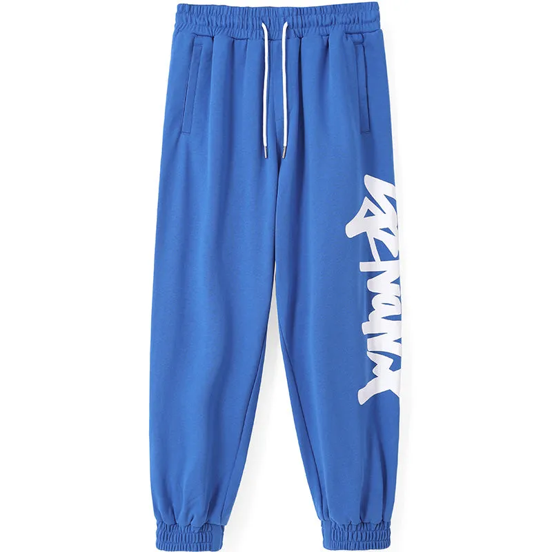 Sports Style Plain Letter Print Jogger Pants
