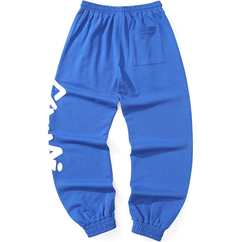 Sports Style Plain Letter Print Jogger Pants