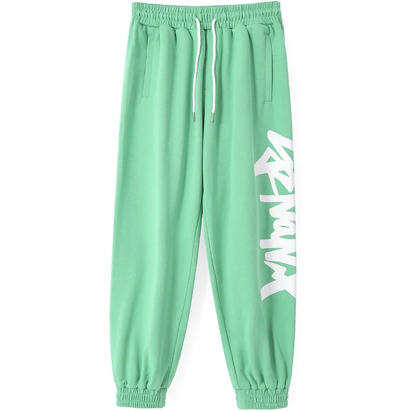 Sports Style Plain Letter Print Jogger Pants