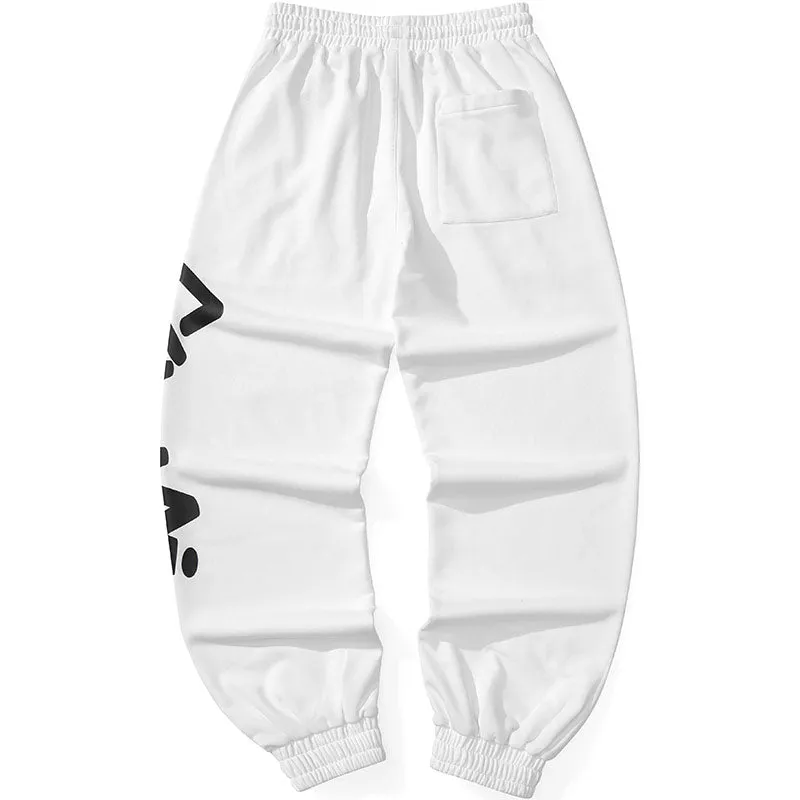 Sports Style Plain Letter Print Jogger Pants