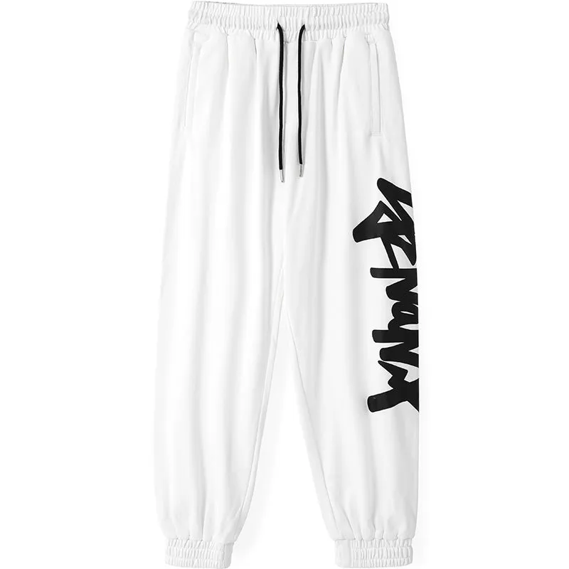 Sports Style Plain Letter Print Jogger Pants
