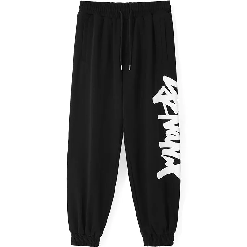 Sports Style Plain Letter Print Jogger Pants