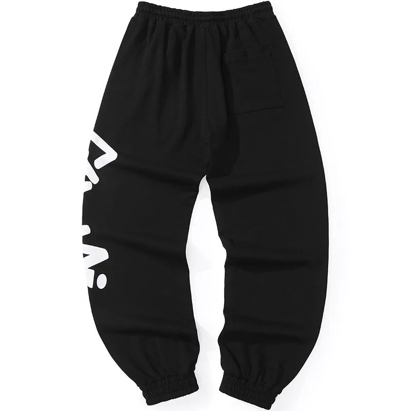 Sports Style Plain Letter Print Jogger Pants