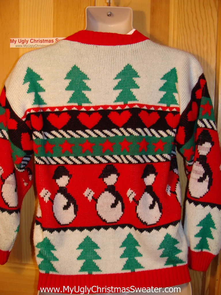 Tacky Ugly Christmas Sweater 80s 2sided Gem with Penguins (f78)