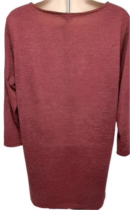Top Maroon Pullover 1/2 Sleeve 2Pocket Women's 2139104k