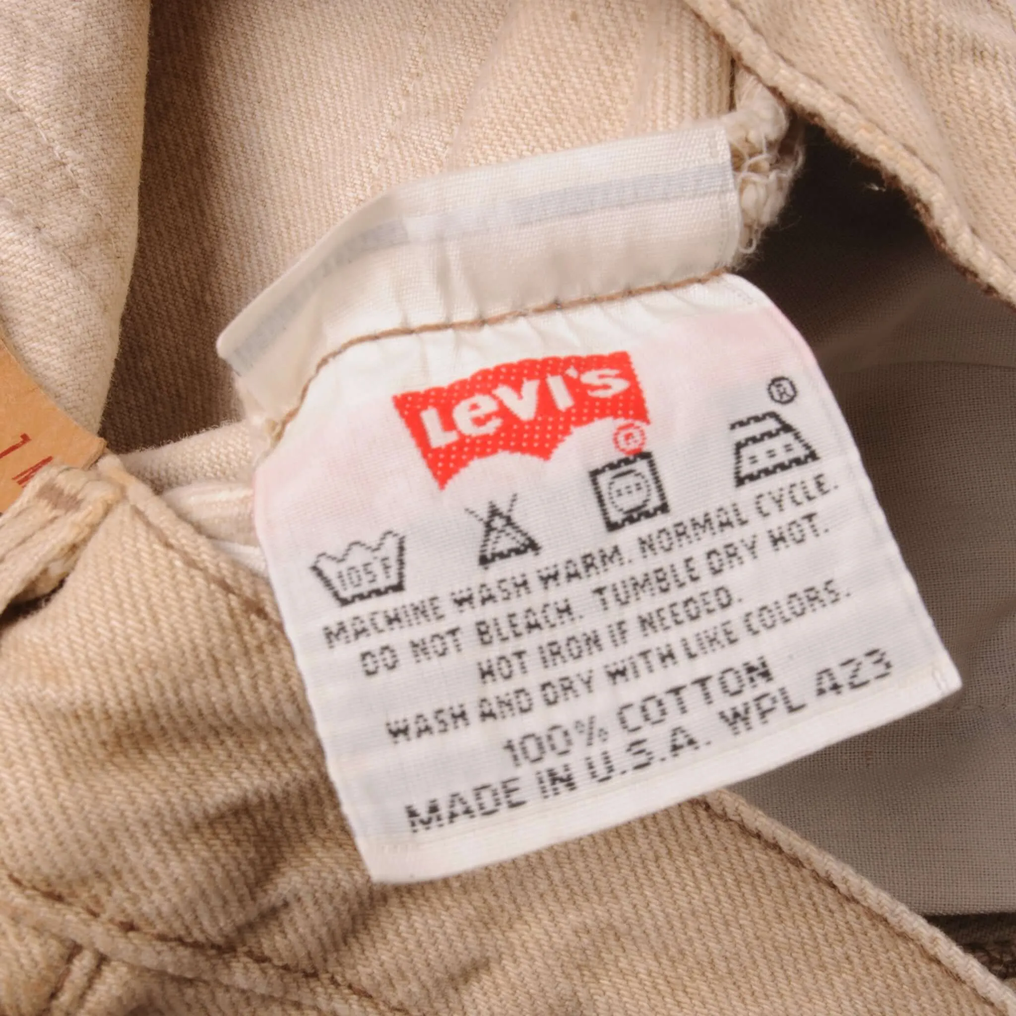 VINTAGE LEVIS 501 BEIGE PRESHRUNK JEANS 1993 SIZE W31 L34 MADE IN USA DEADSTOCK