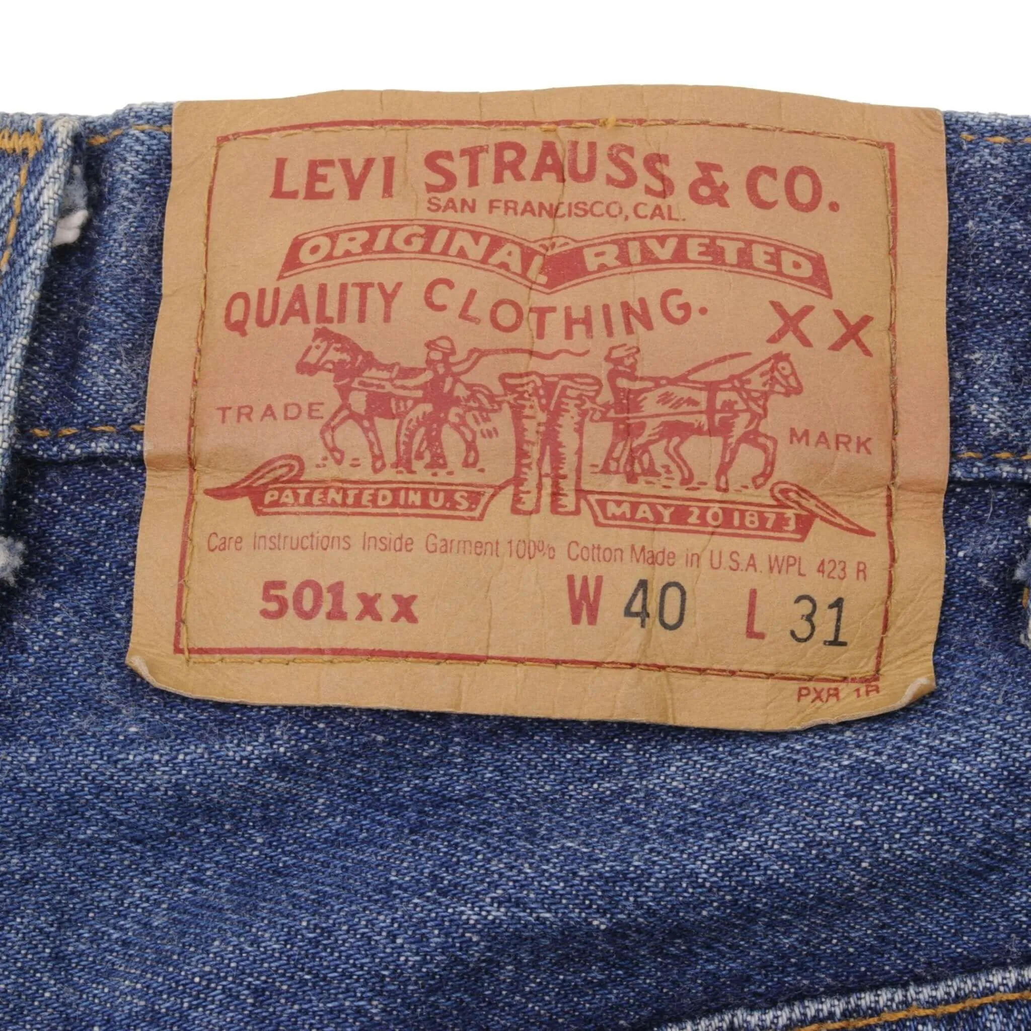 VINTAGE LEVIS 501 JEANS INDIGO 1980S SIZE W38 L29 MADE IN USA