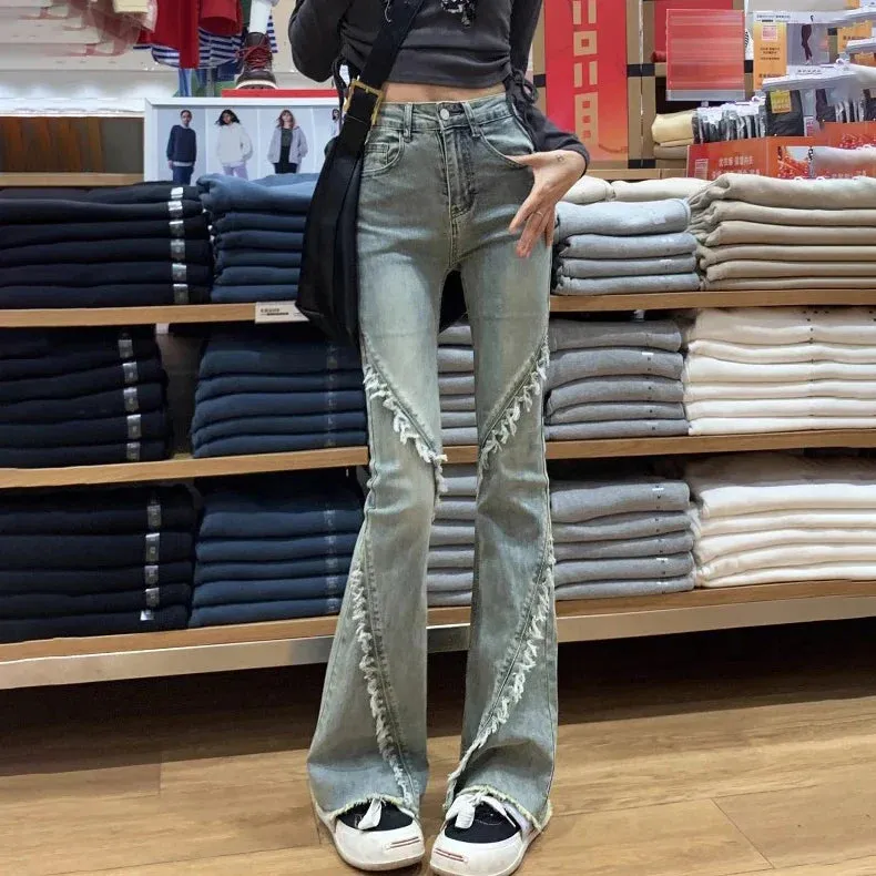 Vintage Micro Female Spring Fall 2024 New High-Waisted Horseshoe Flare Jeans